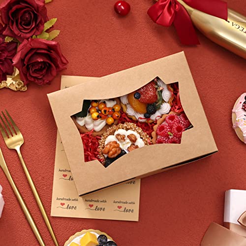 Tomnk 48Pcs 8X6X2.5 Inches Cookie Boxes Bakery Boxes With Window Brown Treat Boxes Pastry Boxes Dessert Boxes For Chocolate Strawberries Muffins Donuts And Party Favor (3 Style Windows) #TOP5