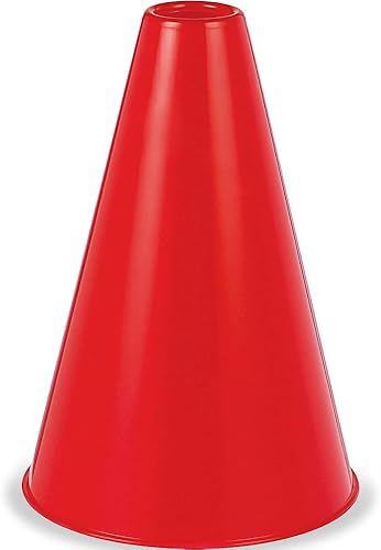 Megáfono de plástico rojo (8.25 x 6 pulgadas), 1 unidad, diseño ecológico y ligero, ideal para eventos deportivos, fiestas y animadoras