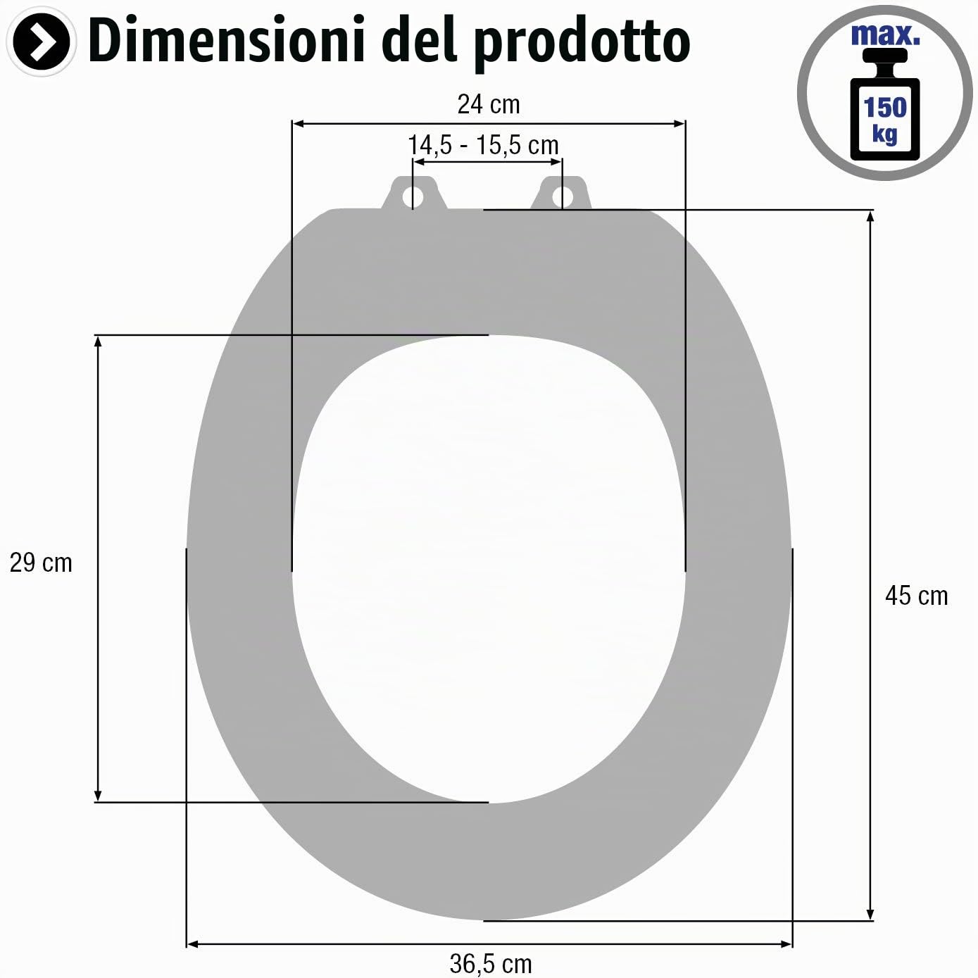 Cornat Palu 1076385 - Sedile WC in termoplastica di facile manutenzione, design semplice si adatta a qualsiasi bagno, sedile del water, copriwater
