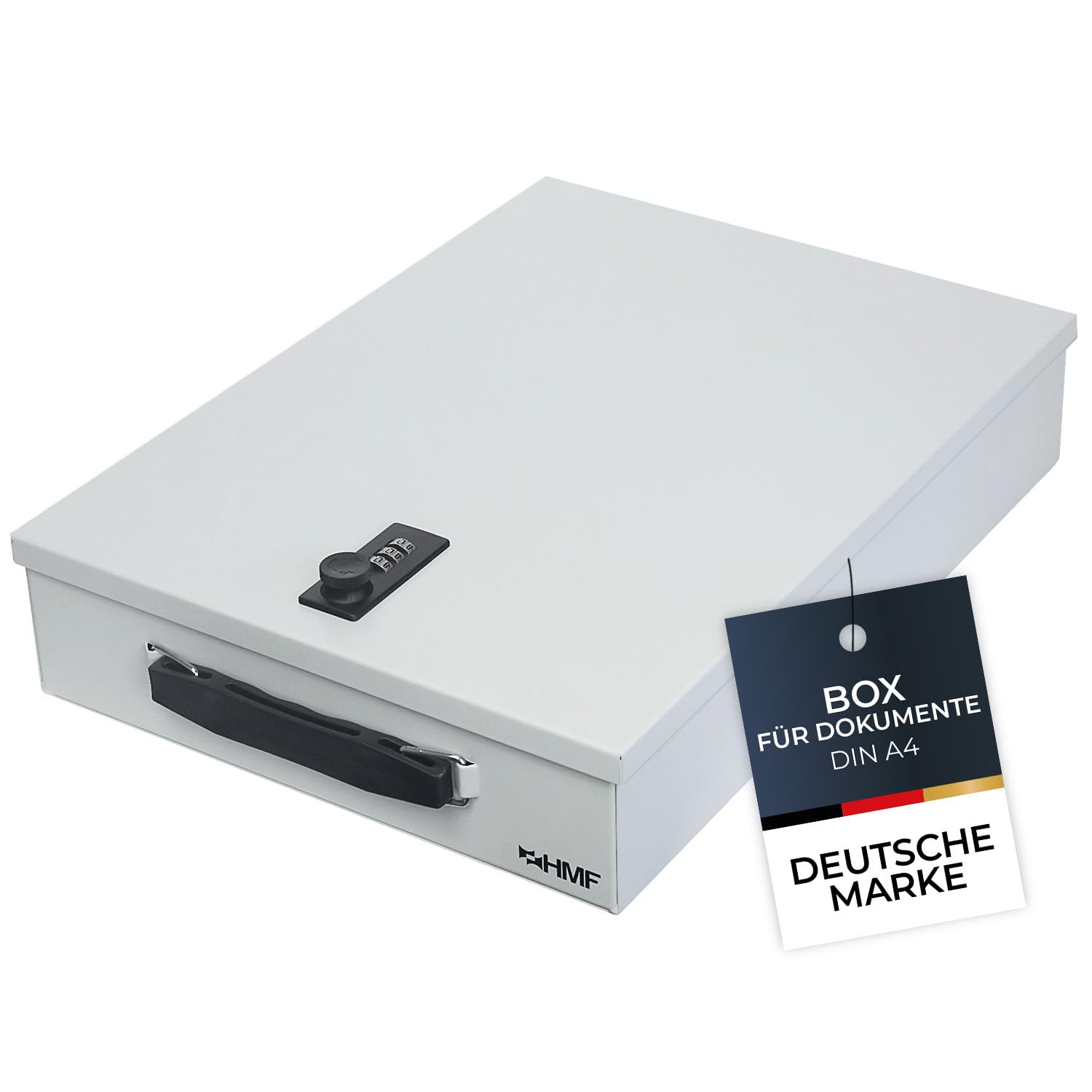 HMF 1413-07 Abschließbare Dokumentenkassette mit Zahlenschloss | DIN A4 | Lichtgrau