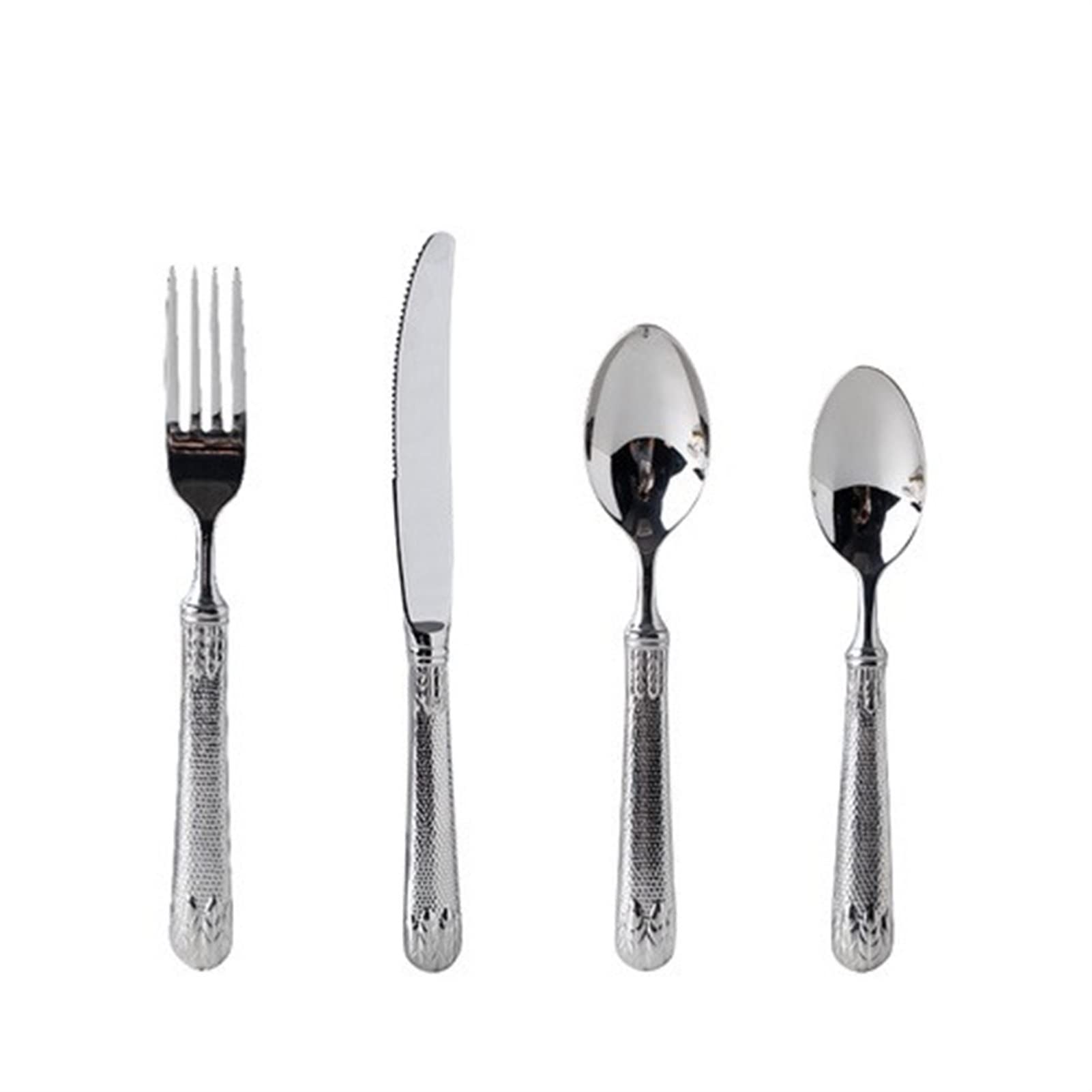 Flatware sets 4pcs Tes Modern Simple Gold Cutlery Set Europe Art Stainless Steel Eco Friendly Dinner Set Design (Color : Silver 16pcs)