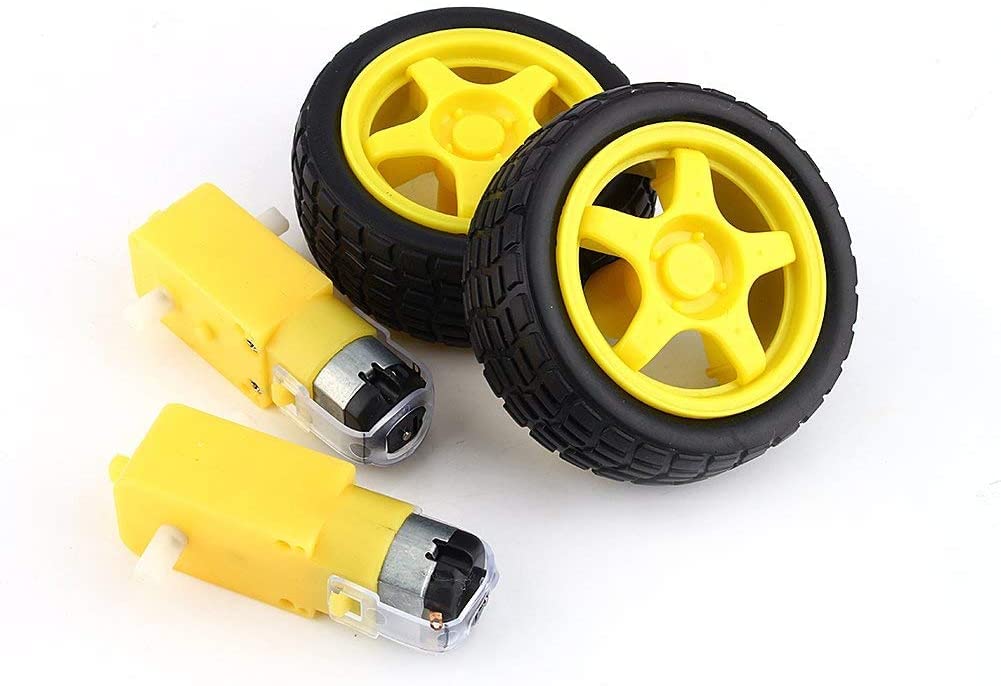 Super Debug 2pcs Smart Car Robot Plastic Tire Wheel with DC 3-6V Gear Motor for Robot