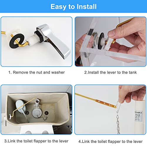 image for iFealClear Solid Brass Toilet Tank Flush Lever Replacement, Universal 