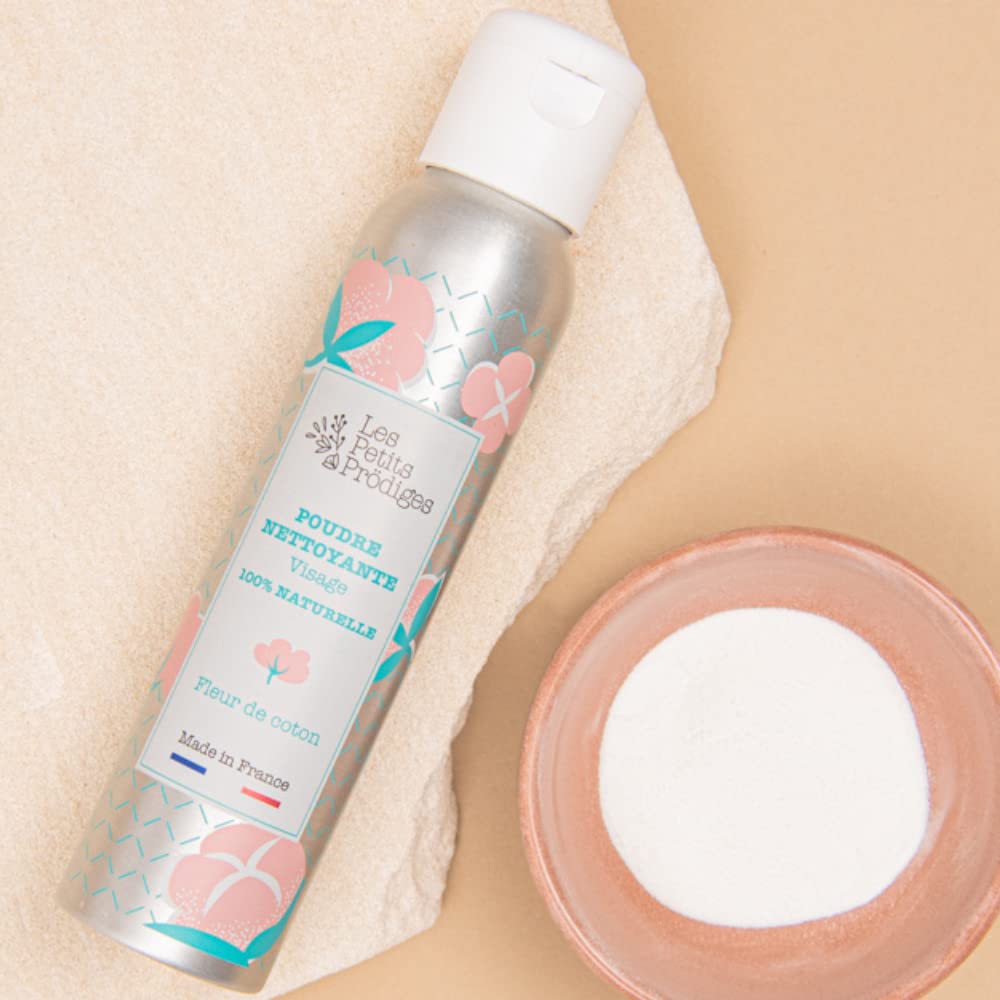 Polvere detergente viso fiore di cotone – 100% naturale senza conservanti – detergente schiumogeno all'acqua – Made in France – non testato su animali – imballaggio riciclabile – Les Petit Prodigies