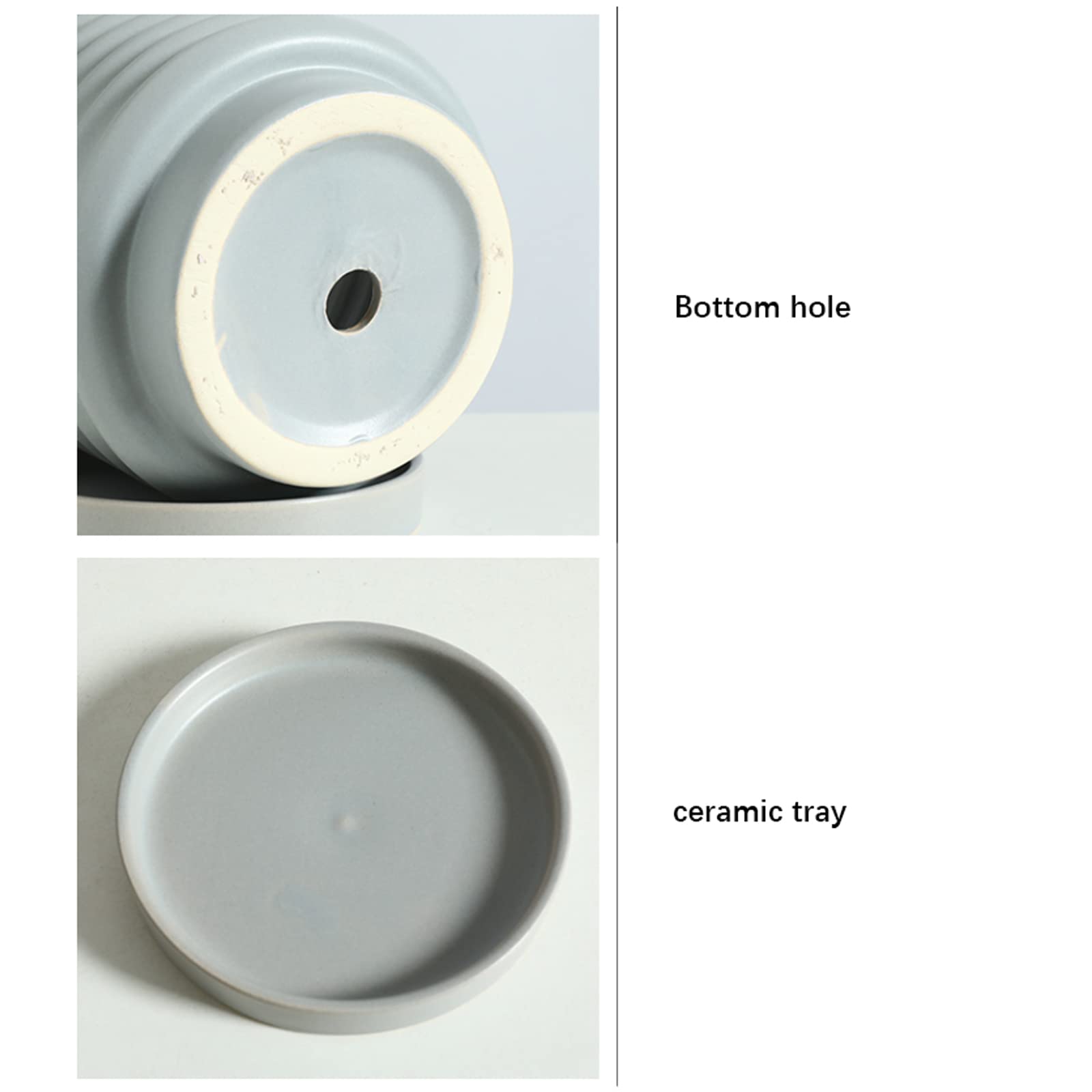 Vasi da Giardino Vaso da Fiori in Ceramica, Vaso per fioriera con Filettatura a Vite, Decorazione per Interni ed Esterni con Fori di drenaggio e piattini per Balcone, Giardino e Patio