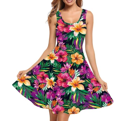 Image of Dreaweet Casual Sleeveless Dresses for Women Girls, Round Neck Tank Dresses with Pockets Summer Sundress Size XS-4XL