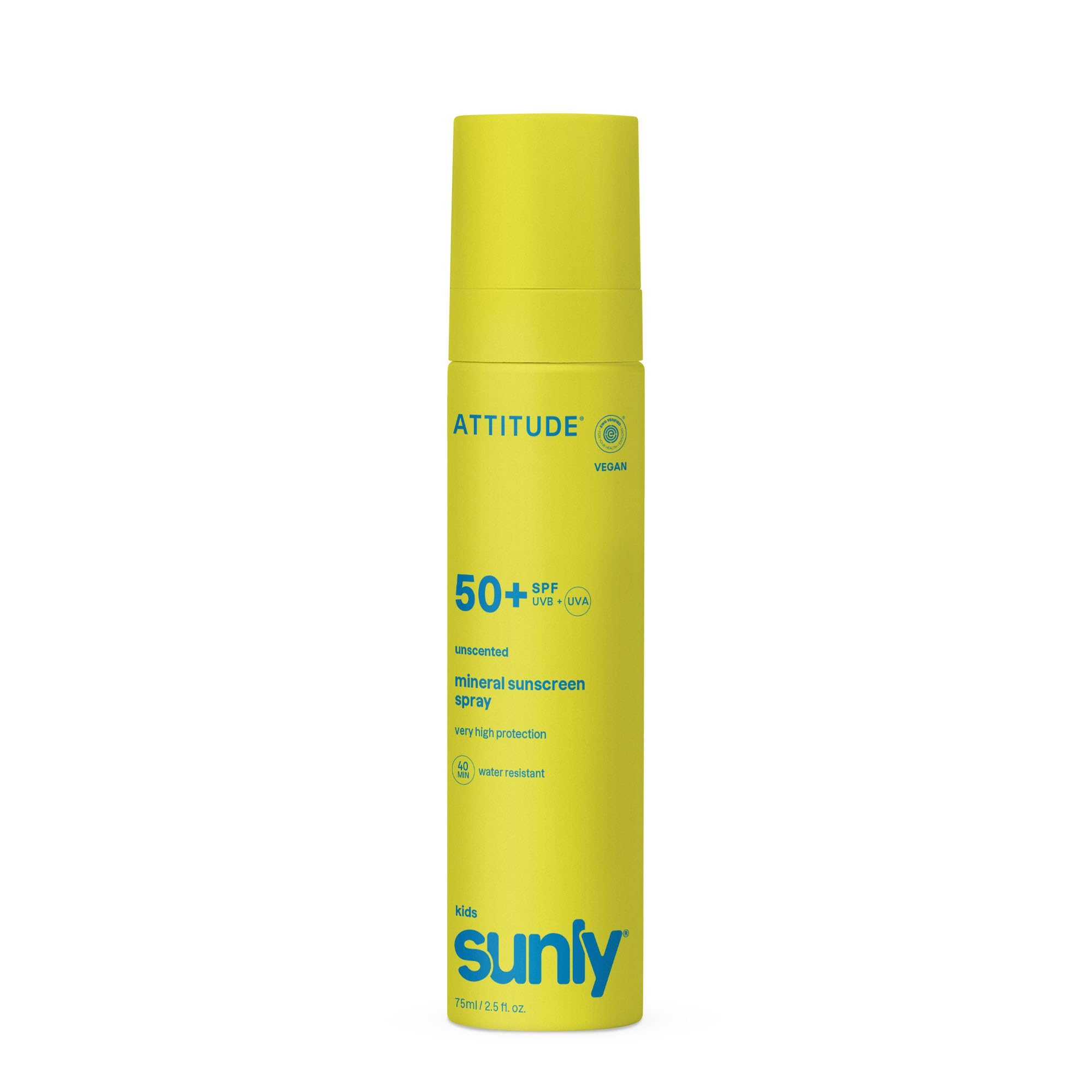 Attitude Unisex Kids Light Mineral Sunscreen Spray Kids Spf 50 Unscented 75Ml
