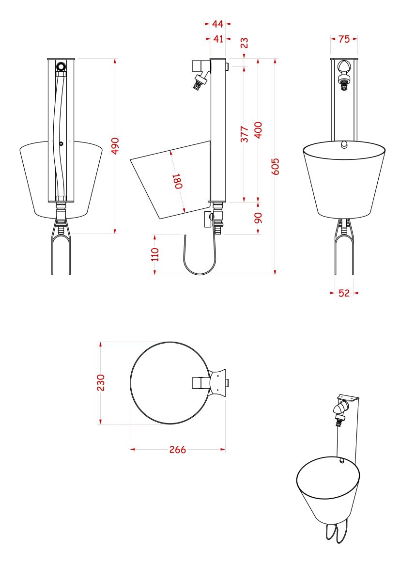 BEL FER Fontana da Giardino a Parete con Due rubinetti e Secchio Rimovibile, Completa di Porta Gomma, Modello 42/ PRS (Antracite)