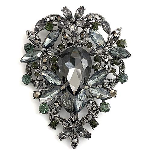 SELOVO Leaf Bouquet Scarf Big Brooch Pin Broach Crystal Jewelry