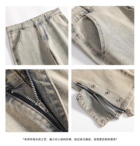 Pants Trousers Denim Zipper Jeans Men's Straight Tube Port Style Street4