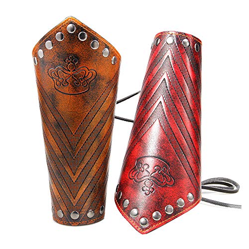 VolksRose Leather Archery Arm Guard, Adjustable Hunting Shooting Arm Guard, Bracers Leather Arm Armor Guard Medieval Rivet Style Armor Costume Traditional Archery Protective Gear, 1 Piece #1