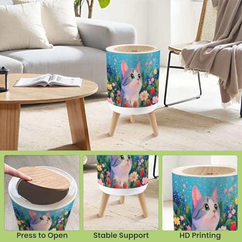 Caneca de basura redonda con tapa y piernas 7L miniatura 5