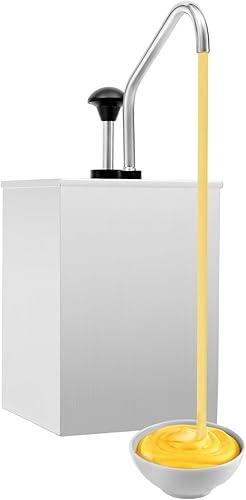 Commercial Condiment Pump Station, 4.2QT Stainless Steel Sauce Dispenser for Self-Serve, Ideal for Fast Food, Diner, Cafeteria Buffet, Home Kitchen