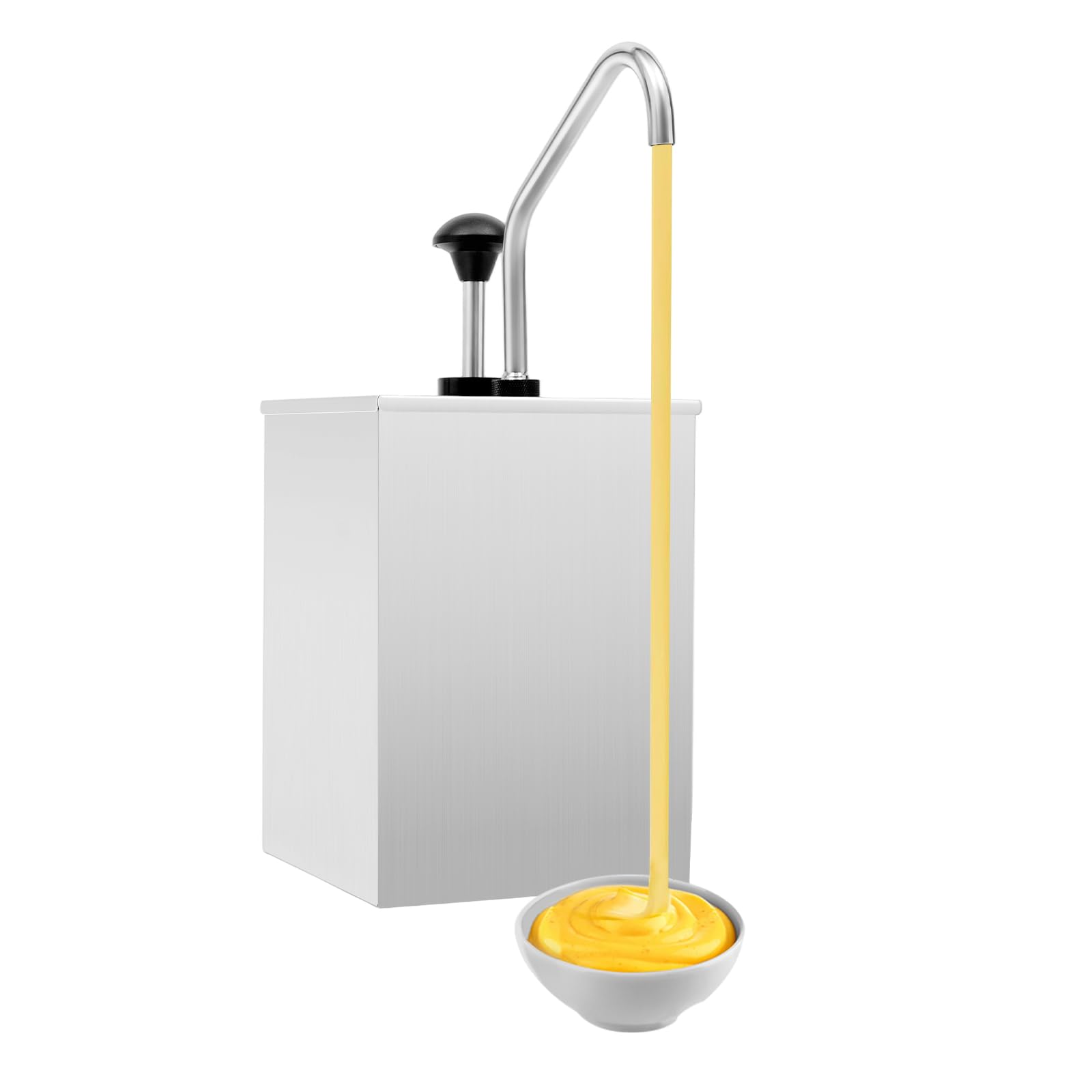 OUKANING Dispensador de salsa de acero inoxidable de 1 cabeza con bomba de 4,2 L, dispensador profesional de salsas calientes y chocolates con válvula dosificadora, dispensador de salsa para buffet