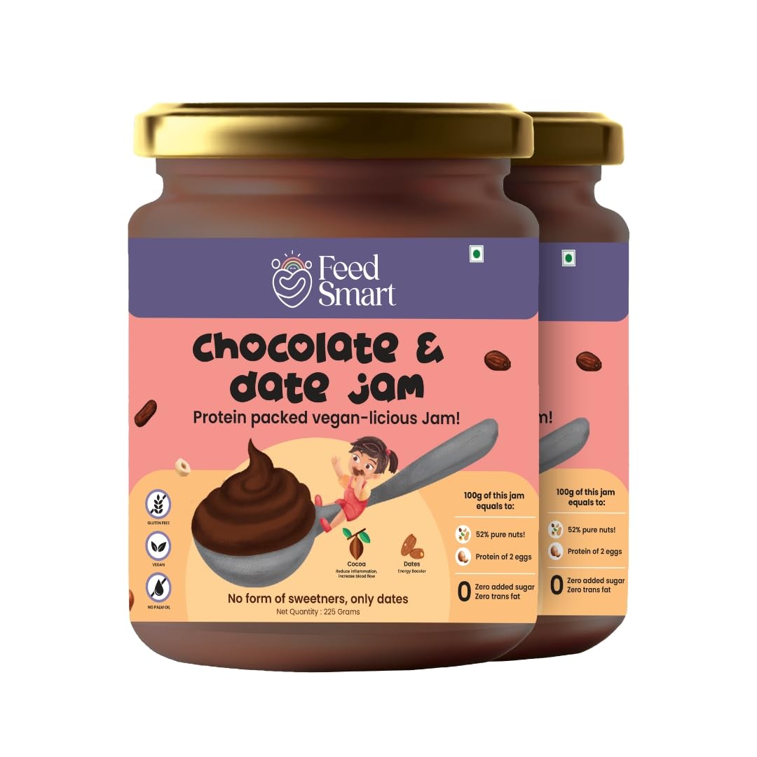 Feed Smart Chocolate & Date Jam | Vegan | Pure Dates | No Sugar | No preservatives | No artificial colours or flavours | 100% Natural | 225gm Each | Pack of 2 (B0CK2NLG7X) Amazon Price History, Amazon Price Tracker