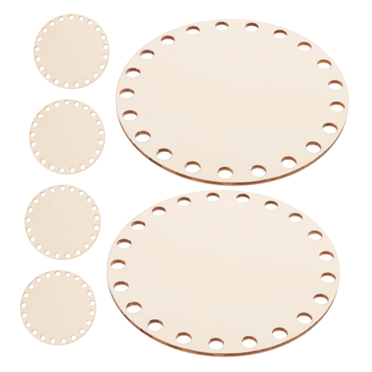 SUPVOX 6Pcs Wooden Round Crocheted Basket Base Blank Crochet Knitting Craft for Beginners Enthusiasts for Yarn Holders Travel Bags Storage