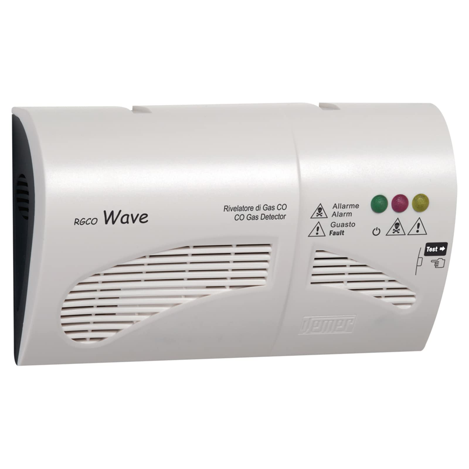 VEMER VE387700 RGCO - Rilevatore Monossido di Carbonio (CO), Installazione a Parete, Alimentazione 230V, Bianco