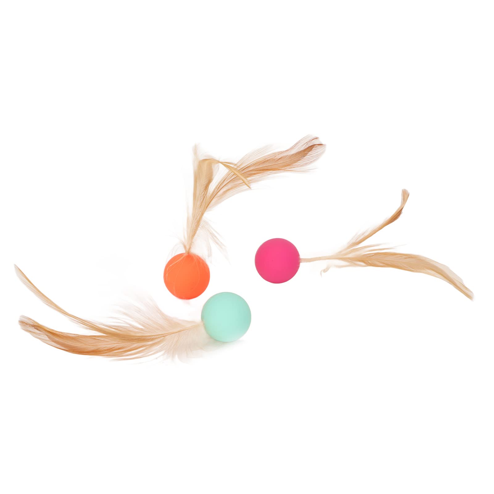 Bola de Teaser de Gato, Bolas de Gato Juguetes Plumas Interactivas de Suave Flexible 3pcs de para Gatitos Gats Perros Pequeños Cachorros Perritos
