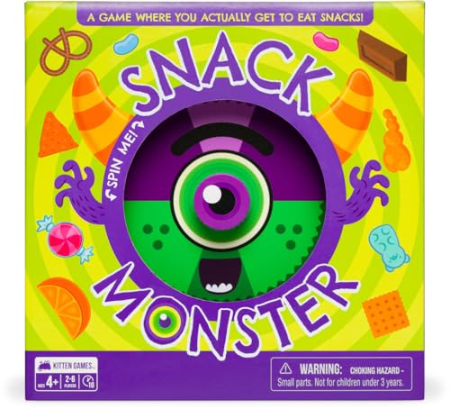 Exploding Kittens Snack Monster 2-6 Players - Ages 4+ - 10 Minutes to Play - Snack Eating Spinner Game - Kid Friendly Card Game, Family Game Night, Snack Time Kids Game