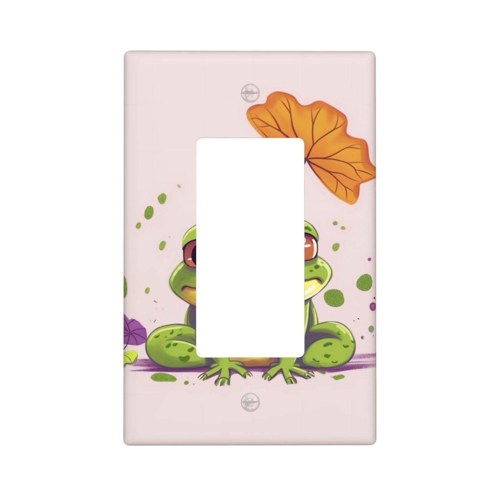 Leaves and frog Wall Plate Cover 1 Gang Light Switch Cover Decorative Single Duplex Wall Plates Standard Size Decorator Blank Electrical Switch Plate Cover for Electrical Outlets