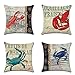 Produktbild JOTOM Kissenbezüge, 4er-Set, Dekokissenbezug, dekoratives Design, quadratisch, für Sofa, Schlafzimmer, Auto, 45,7 x 45,7 cm Marine Life D
