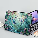 Tongluoye Hummingbird Flower Computer Sleeve for Women Laptop Sleeve 17 inch Neoprene Laptop Covers with Padded Compartment Lap Top Case Computer Carrying Bag
