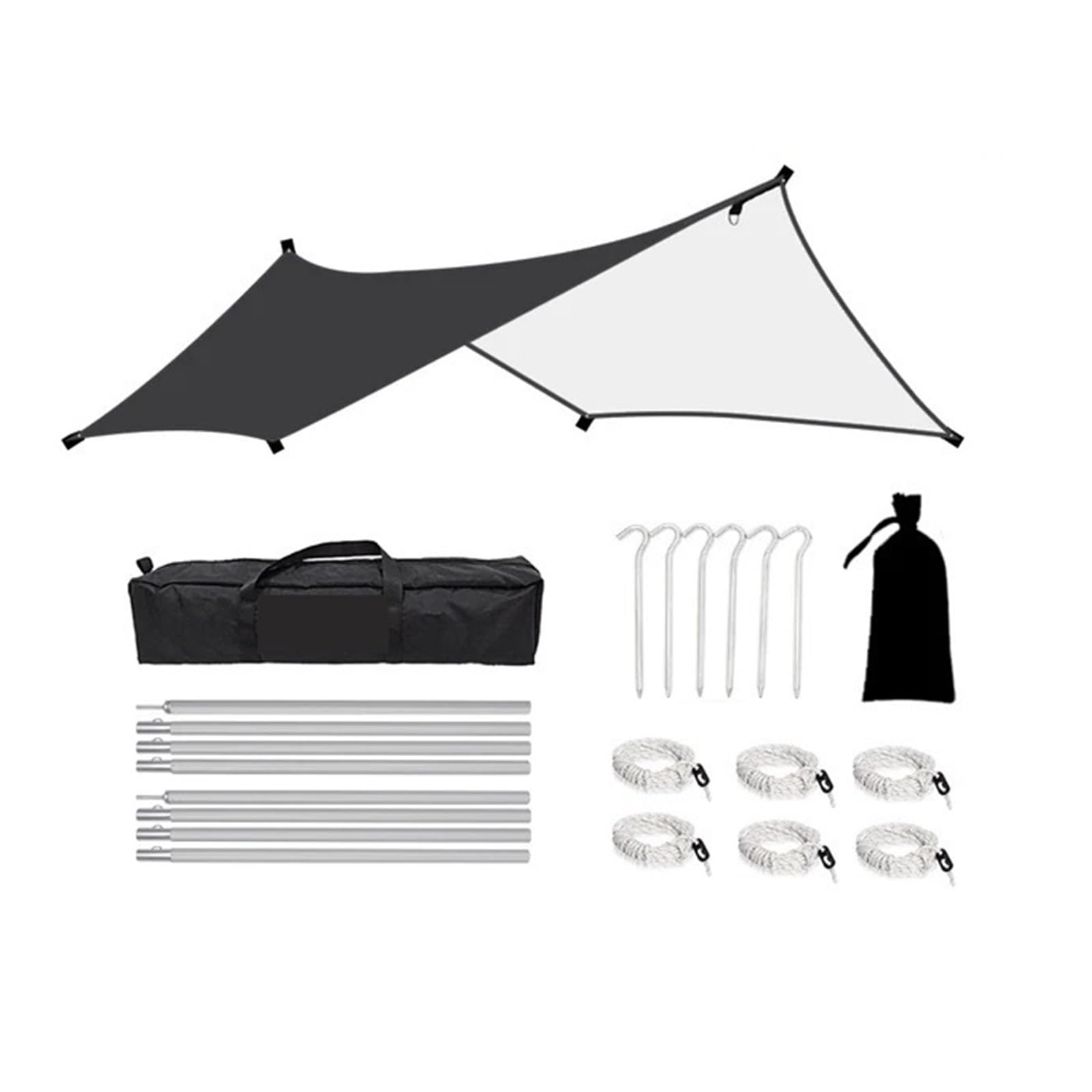 Tent tarp 3x4m Camping Awning Outdoor Sunshade Canopy Flysheet Tent Tarp Sun Shelter Pergola for Tourism Garden Picnic(Black)