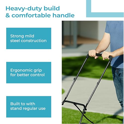 Image of Lifelong 16-Inch Manual Lawn Mower | 5-Blade Reel Mower with 30L Grass Catcher | Adjustable Cutting Height (0.5 to 1.5 Inch) | Heavy-Duty Grass Cutter Machine for Home & Garden