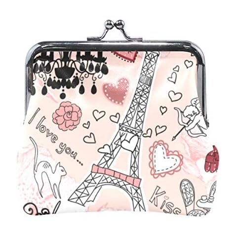 FANTAZIO Change Purse Clasp I Love You Paris Vibe Pattern Walllet Women's Purse Cover