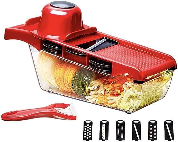 GStorm - Multi-function Vegetable & Fruit Slicer, 6-in-1 Vegetable Manual Grater, Potato Chopper Veggie Spiralizer, Slicers for Fruits and Vegetables