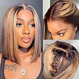 Bob Wig Human Hair 13x4 Lace Front Wig 150% Density Ombre Highlight HD Lace Front Wigs Human Hair...