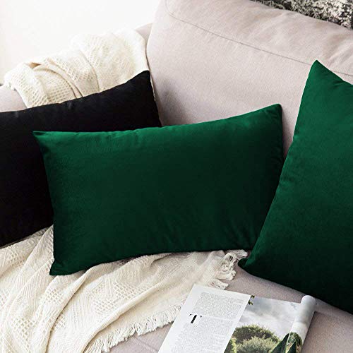 Image of Khooti Velvet Cushion Cover Pack of 1-16 inch x 20 inch / 41 x 51 cm - Army Green - Soft Pillow Covers Cushion Case for Sofa Bedroom Livingroom Chair Car, Cushion Cover
