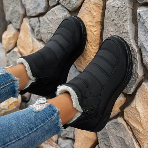 Fur Lined Boots for Women Lightweight Waterproof Winter Snow Boots 2025 Comfortable Fuzzy Warm Ankle Booties Outdoor Walking Shoes2