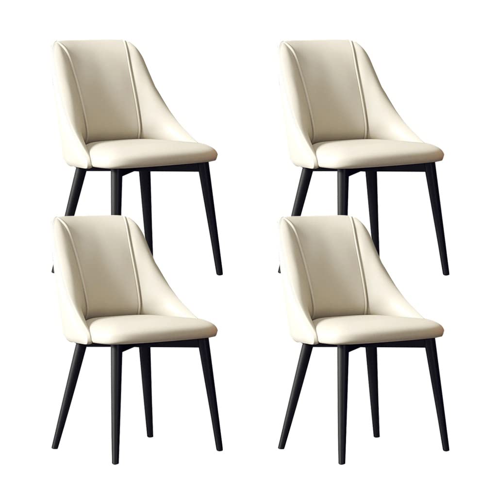 SJIALEN Kitchen Chairs Set of 4, Water Proof PU Leather Black Legs Counter Chair Living Room Apartment Balcony Modern Dining Chairs Kitchen Chair (Color : White, Size : Black Legs)