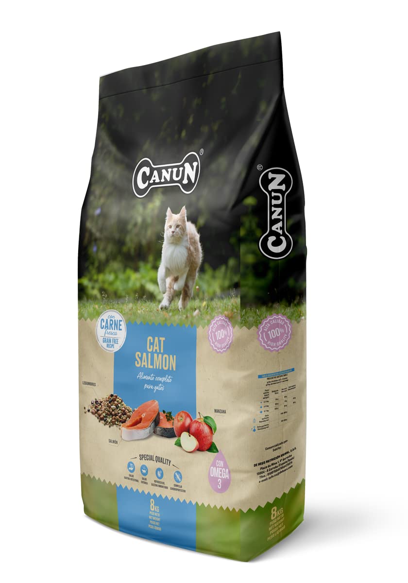 CANUN Pienso para Gatos Adultos con Salmón Sin Cereales Alimento seco para Gatos 8 kg Fresh Cat Salmon