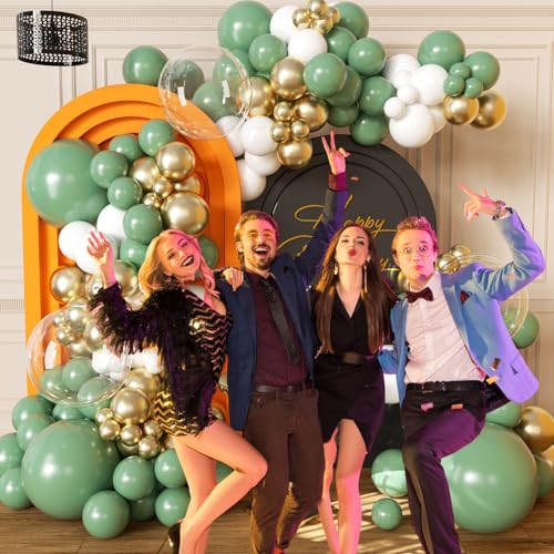 Image of Sage Green Gold Balloon Set 127PCS Balloon Garland Home Balloon Decoration for Birthday,Wedding,Babyshower