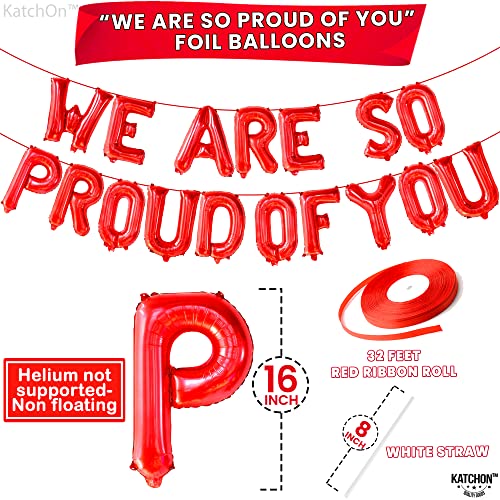 Image of We Are So Proud Of You Balloons - 16 Inch, Red Congratulations Balloon | Army Balloons for Congratulations Decorations | Graduation Banner for Red Graduation Decorations 2026 - KatchOn