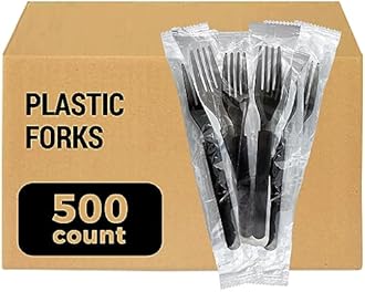 [500 Count] 3X Heavy Duty Plastic Forks Individually Wrapped, Commercial MEGA Pack (Case of 5/100 Pack)