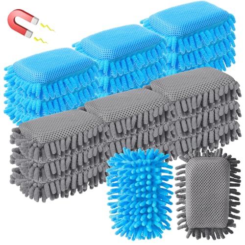 Image of Sherr 18 Pcs Microfiber Shag Magnetic Dry Erase Erasers Washable Whiteboard Eraser Bulk Colorful White Board Eraser for Chalk Markers Home Office Adult(Blue Gray)