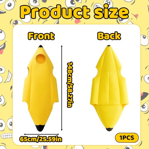 Qitdusy Banana Costume, Banana Costume Men, Banana Costumes - Complete & Funny Full-Body Outfit Gifts for Themed Parties, Festive Celebrations Complete Set for Women, Men