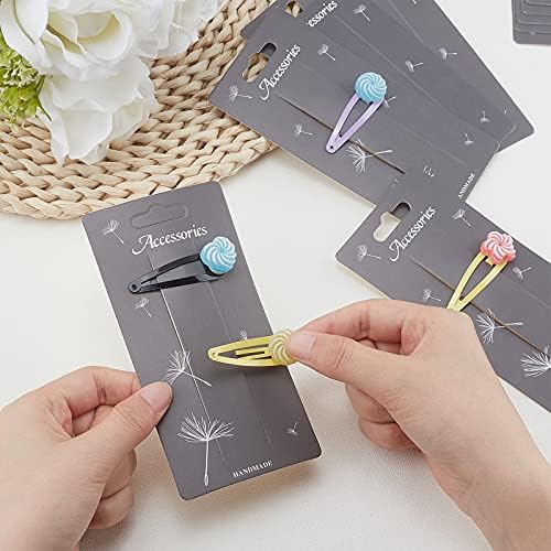 NBEADS 100 Pcs Hair Clip Display Cards, Rectangle Clips Display Cards Paper Hairpin Display Cards with Dandelion Pattern for Hair Barrettes Accessories