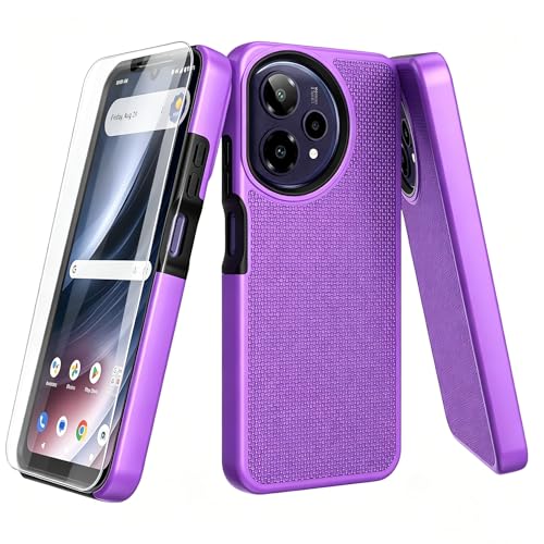 Lozeguyc for Cricket Icon Pro 2026 Phone Case/AT&T Motivate Pro 2 5G Phone Case with Screen Protector Dual Layer Heavy Duty Military Grade Shockproof Corner Cover Purple