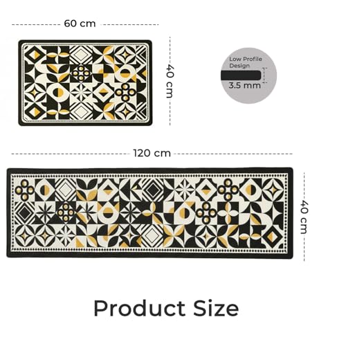 Image of MAXOSHINE Kitchen Mats for Floor Anti Slip Waterproof Feet Comfort Kitchen Runner Floor Mat Standing Desk Mat Floor Mats for Kitchen (120 * 40cm, 60 * 40cm) Set of 2