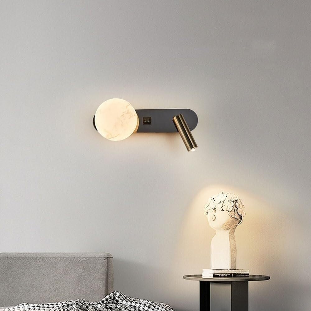 Nowoczesne lampy ścienne do wnętrz Aluminiowa lampa nocna LED Regulowany reflektor do czytania z żywicy Globus do sypialni lub biura