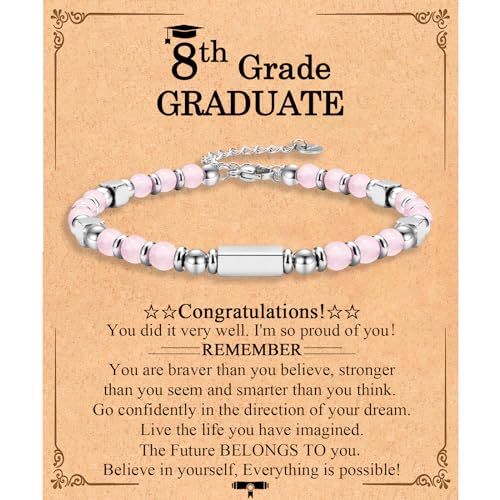 8th Grade Graduation Gift for Her Girls Class of 2026 Middle School Eighth Grade Graduation Gifts Compass Bracelet Jewelry with Graduation Card for Girls Her Daughter Granddaughter Niece Friends