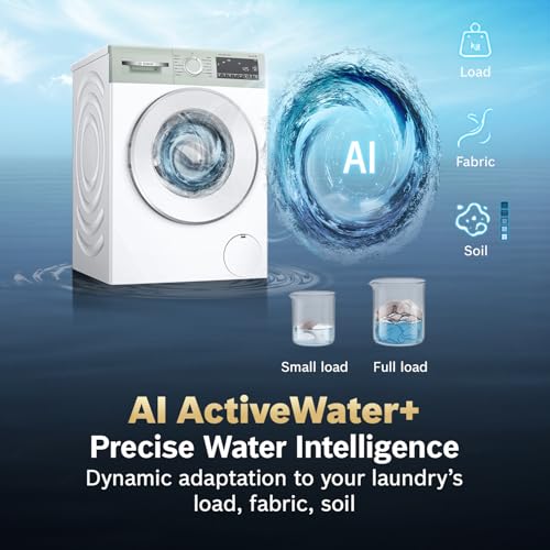 Image of Bosch 10 kg, 5-Star, Anti Stain & AI Active Water+ Fully-Automatic Front Loading Washing Machine (WGA254ZJIN, Iron Steam Assist, Anti Tangle, Reload Function, In-Built Heater, Autumn Green)
