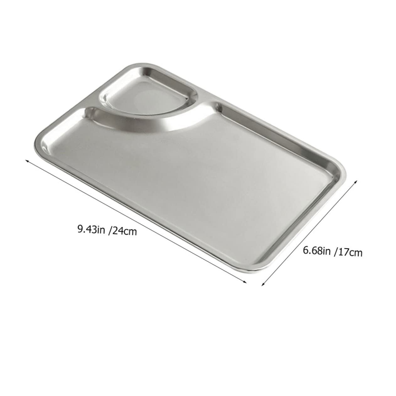 MOLUCKFU French Fries Chicken Plate Plate Dumpling Serving Plate Sushi Dipping Bowl Multi-function Chips Dish Mini Chips Flatware Tray Chips Plate Cutlery Tray Stainless Steel Silver