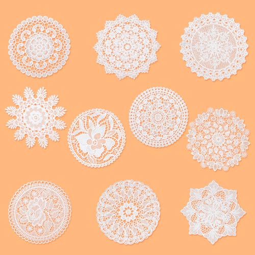 10 PCS 6 Inch White Lace Doilies for Table Vintage Crochet Doilies for Tables Round Fabric Placemats Handmade Cotton Lace Coasters, Rustic Table Decors for Kitchen, Dining Room, Living Room, Bedroom
