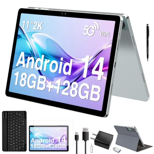 Image of 2026 11 inch Android Tablet with Gemini AI, 2-in-1 Tablet with Keyboard and Pen, 18GB RAM 128GB ROM 1TB Expand, 2K Display Octa-Core, 13MP Camera 9000mAh Battery, GPS Face ID, Quad Speakers