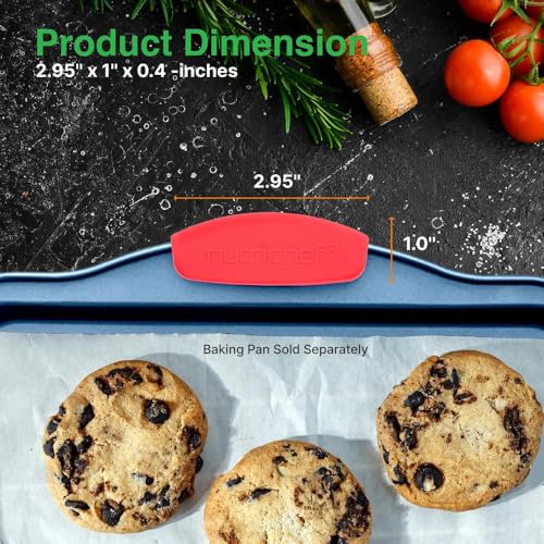 NutriChefKitchen 6 pcs Red Silicone Handles, Anti Slip Flexible Design for Nonstick Carbon Steel Bakeware Pans, Dishwasher Safe, Protects Hands from Hot Cast Iron Handle or Microwave Dish